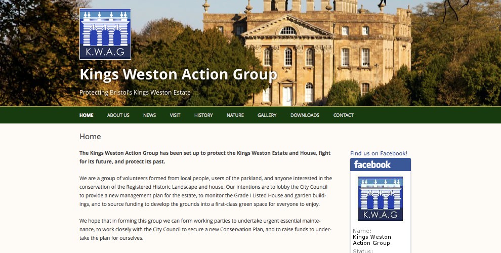 Screenshot of Kings Weston Action Group website