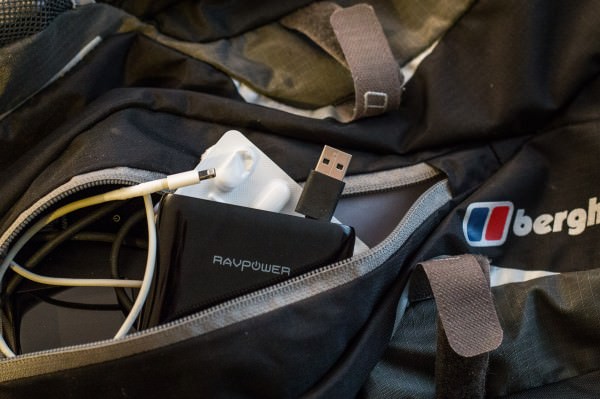 RAVPower FileHub in backpack