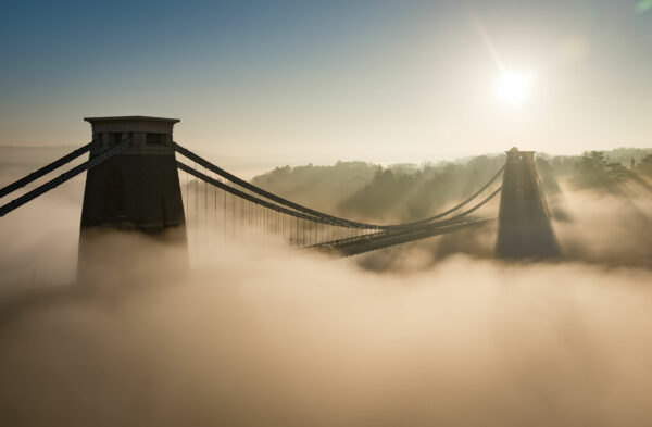 Clifton Suspension Bridge, swathed in fog