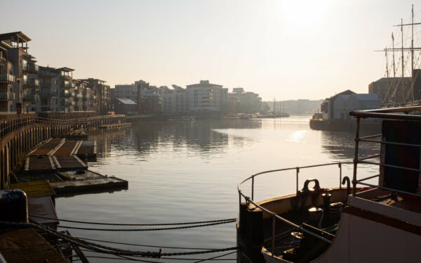 A misty morning on Bristol harbourside