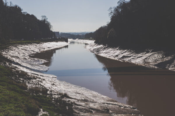 Looking towards Bristol from under the Clifton Suspension Bridge along the Avon Gorge