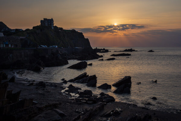 Sunset over the rocks at Ilfracombe