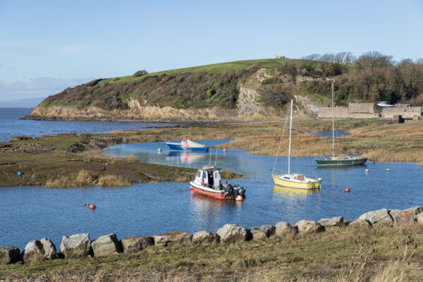 A picture of multicoloured boats in Clevedon Harbour.